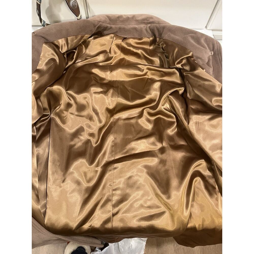 Vtg 70s Juli de Roma Tan Belted Over Coat 10 Kajjmir Man Made Cashmere Classic - Picture 6 of 14